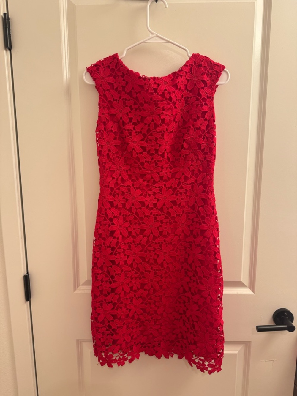 Lauren Ralph Lauren Red Floral Lace Midi Sheath Dress